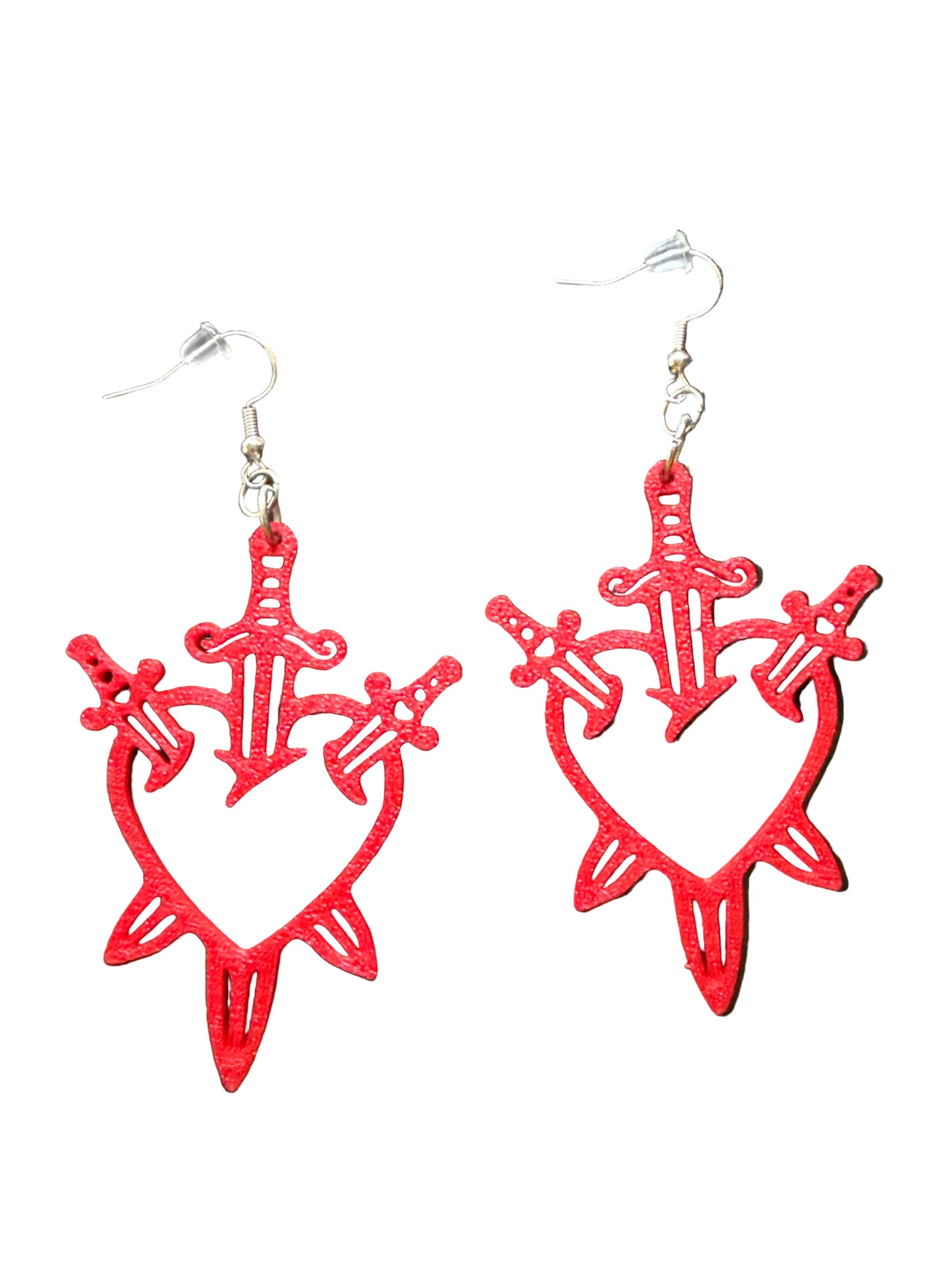 3 of Swords Tarot Card Earrings