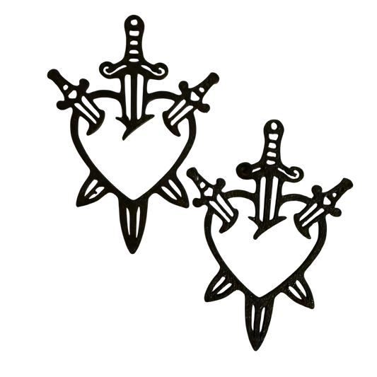 3 of Swords Tarot Card Earrings