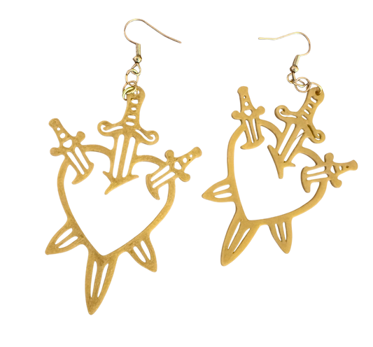 3 of Swords Tarot Card Earrings